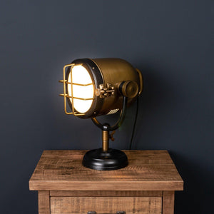 Brass And Black Industrial Spotlight Table Lamp-Hills Interior-Luxe Interior