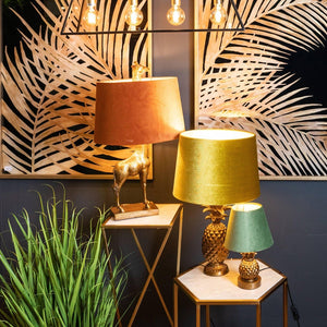 Antique Gold Giraffe Lamp With Burnt Orange Velvet Shade-Hills Interior-Luxe Interior