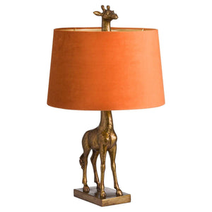 Antique Gold Giraffe Lamp With Burnt Orange Velvet Shade-Hills Interior-Luxe Interior
