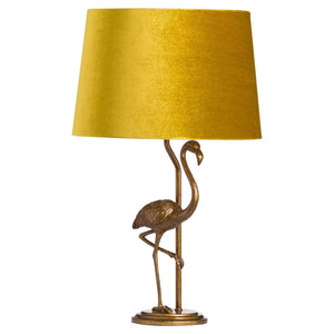 Antique Gold Flamingo Lamp With Mustard Velvet Shade-Hills Interior-Luxe Interior