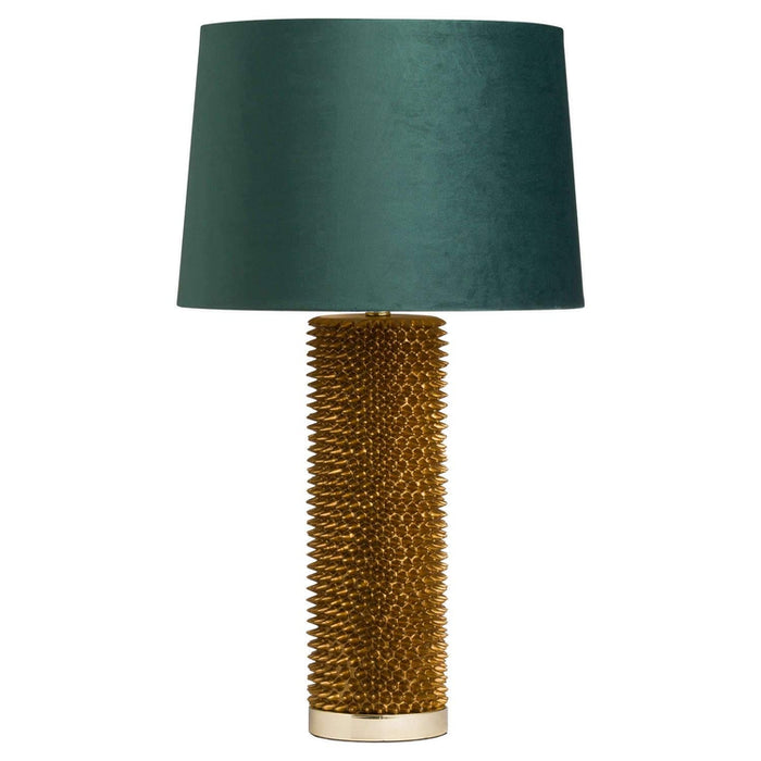 Antique Gold Acantho Table Lamp With Emerald Velvet Shade