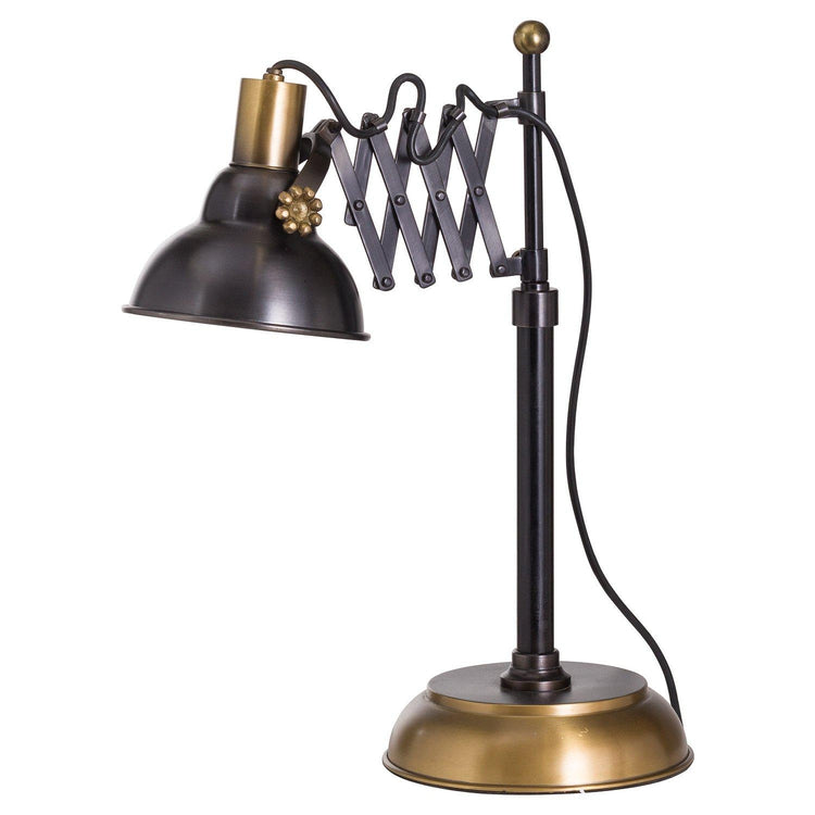 Black And Brass Adjustable Scissor Lamp-Hills Interior-Luxe Interior