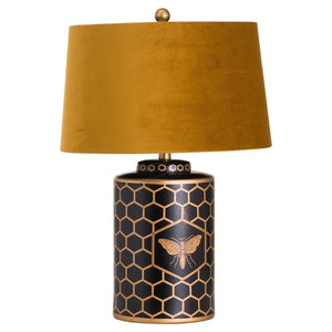 Harlow Bee Table Lamp With Mustard Shade-Hills Interior-Luxe Interior