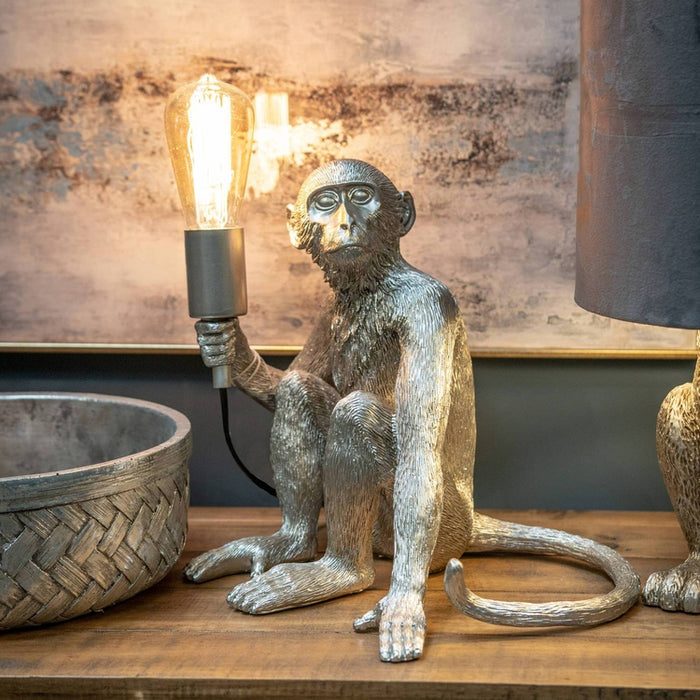 Silver Table Lamp Monkey