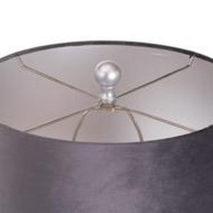 Honeycomb Silver Table Lamp with Grey Velvet Shade