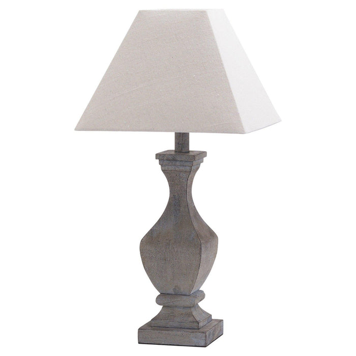 Incia Fluted Wooden Table Lamp with Linen Shade