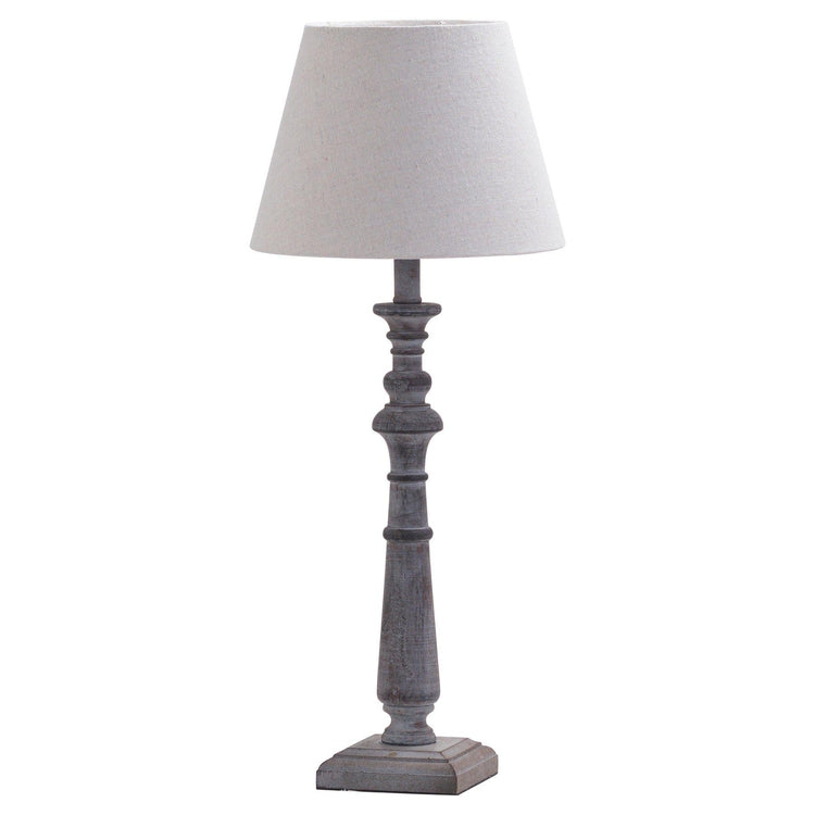 Incia Column Wooden Table Lamp with Linen Shade