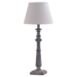 Incia Column Wooden Table Lamp with Linen Shade