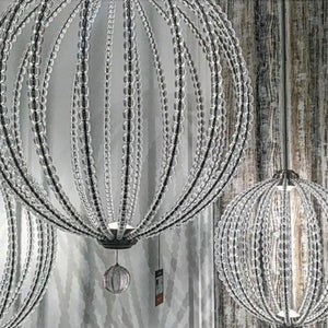 Beaded Spherical Crystal Pendant Light