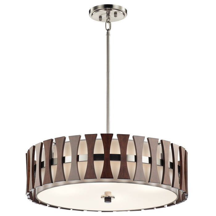 Steel and Wood Cirus 4 Light Chandelier