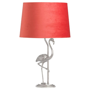 Antique Silver Flamingo Lamp With Coral Velvet Shade-Hills Interior-Luxe Interior