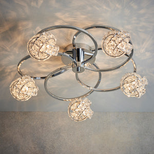 Jolie Crystal Semi Flush Ceiling Light