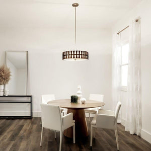 Steel and Wood Cirus 4 Light Chandelier